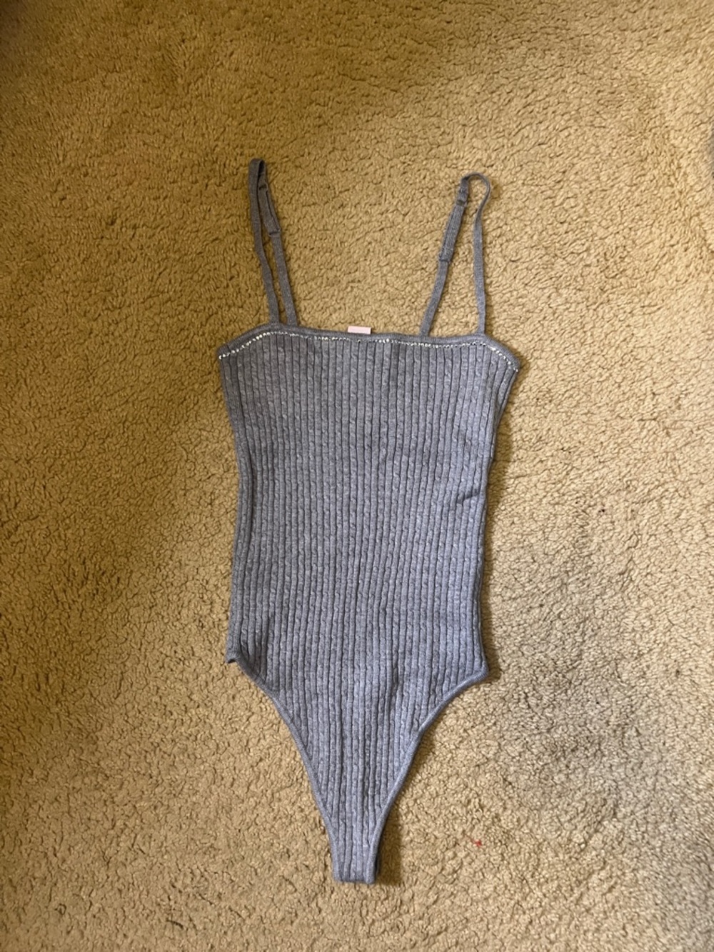Victorias Secret Grey Ribbed Knit Bodysuit